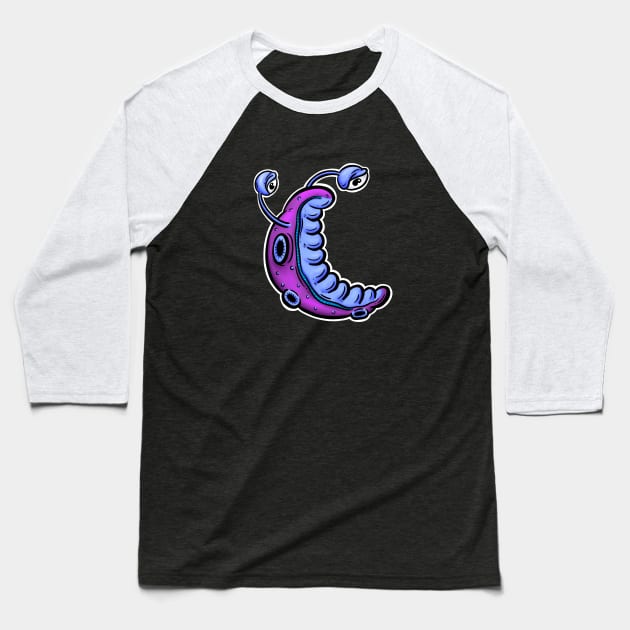 The Unhappy Slug Cartoon - Space Blue Baseball T-Shirt by Squeeb Creative